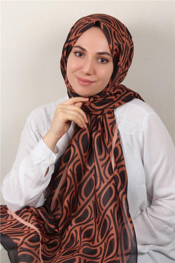 Soft Touch Şal 2778-7 Siyah-Turuncu