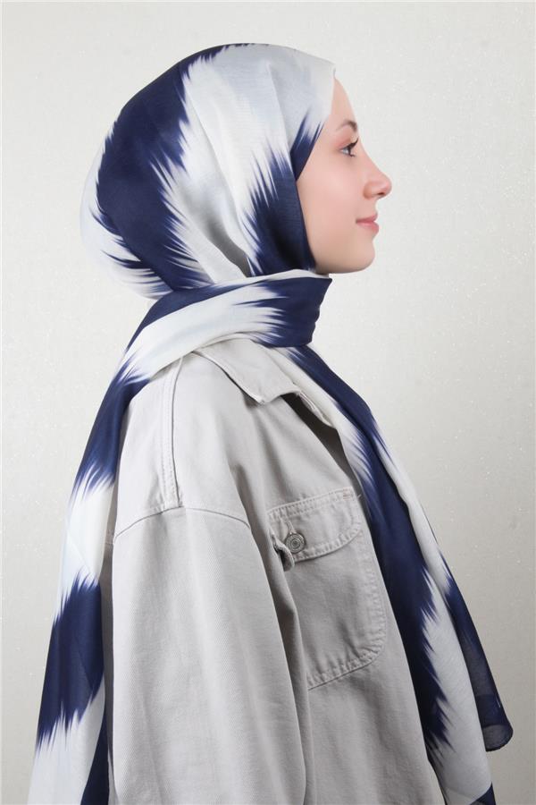 Soft Touch Şal 2779-5 Lacivert-Beyaz