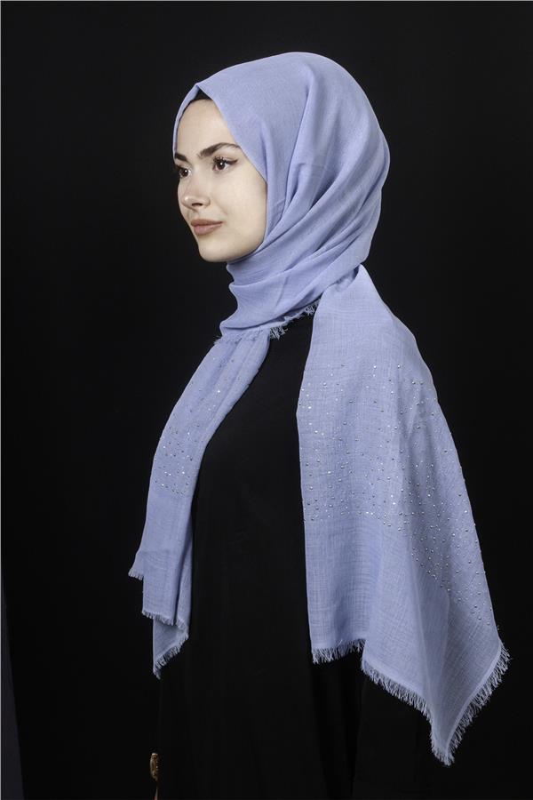 Taşlı Haiti Şal 2801-10 Bebe Mavisi