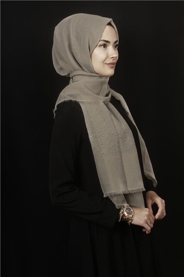 Taşlı Haiti Şal 2801-11 Vizon