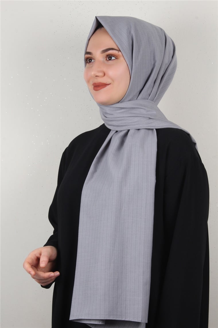 % 100 Cotton Carre Şal 8083-13 Gri