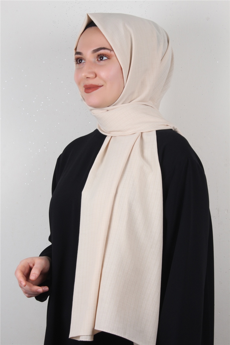 % 100 Cotton Carre Şal 8083-14 Krem