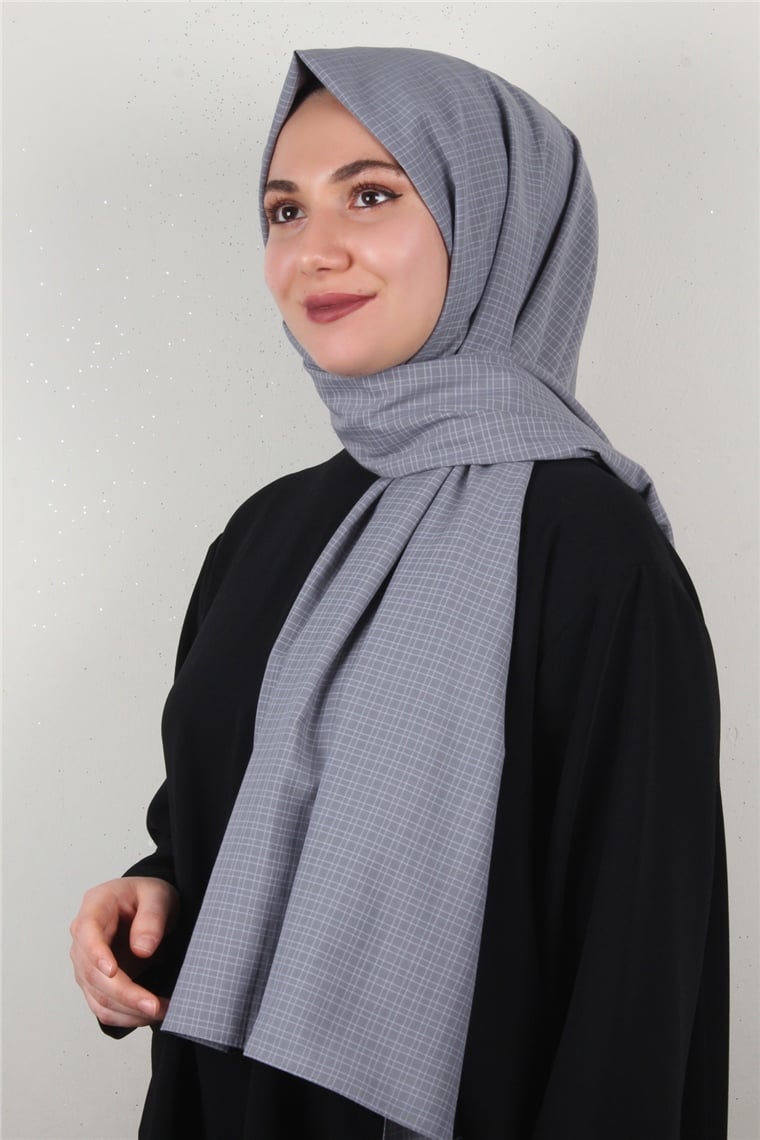% 100 Cotton Carre Şal 8083-4 Füme