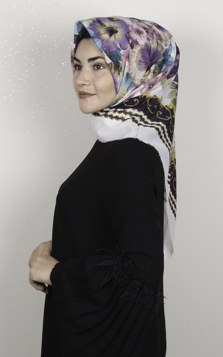  Coton Kare Eşarp 1696-19
