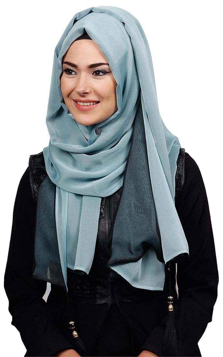 Püsküllü İki Renk Tesettür Şal 1220-17