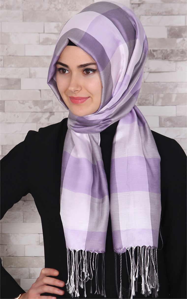 500-0011-01 ÇİFT YÖNLÜ İPEKSİ ŞAL MOR