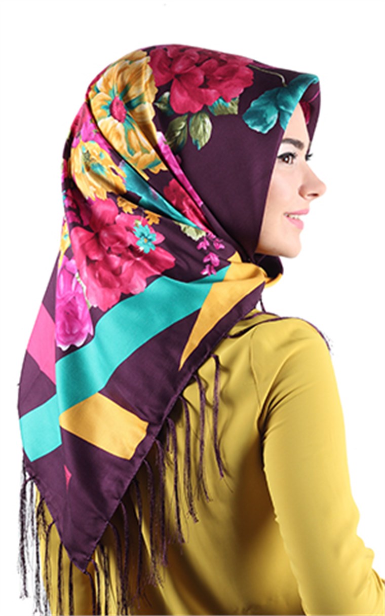 111-0013-42  PİRAMİT PÜSKÜLLÜ EŞARP