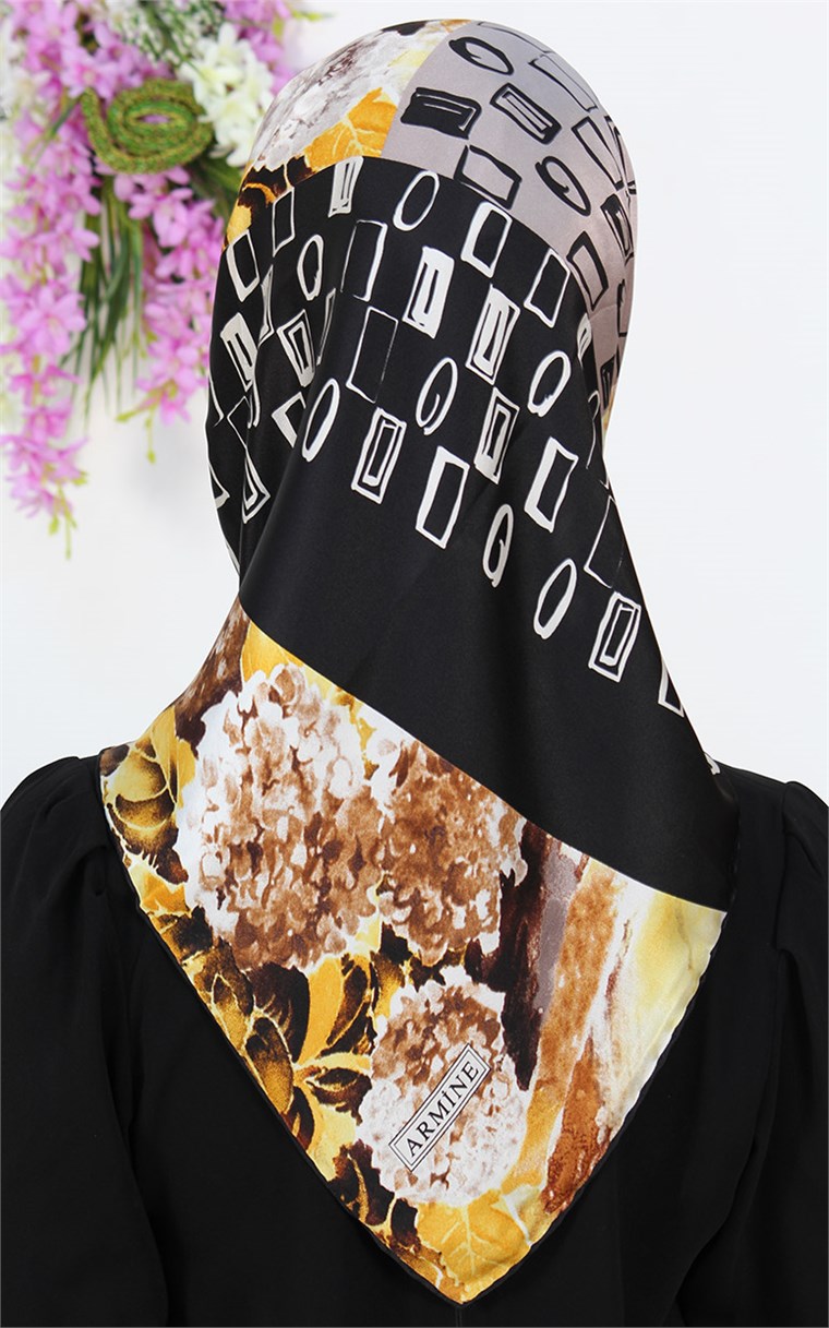 5619-19 ARMİNE İPEK KAHVE SARI