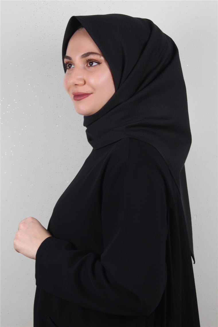 %100 Cotton Carre Eşarp 8082-13 Siyah