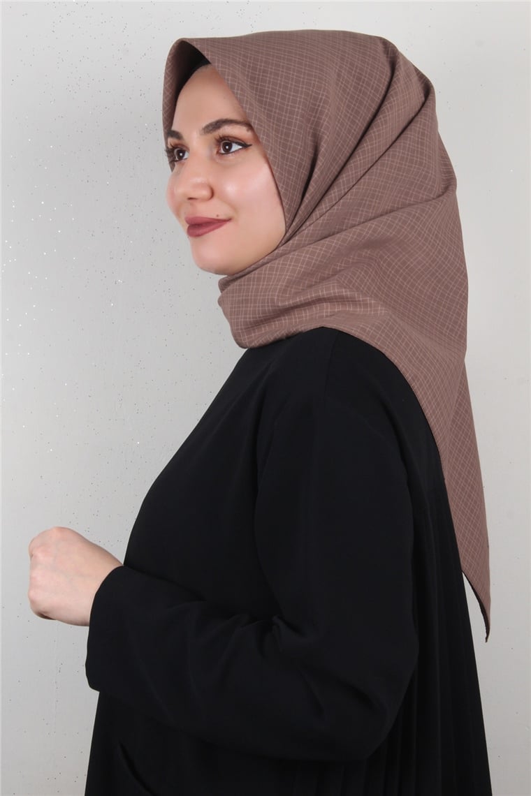 %100 Cotton Carre Eşarp 8082-17 Taba