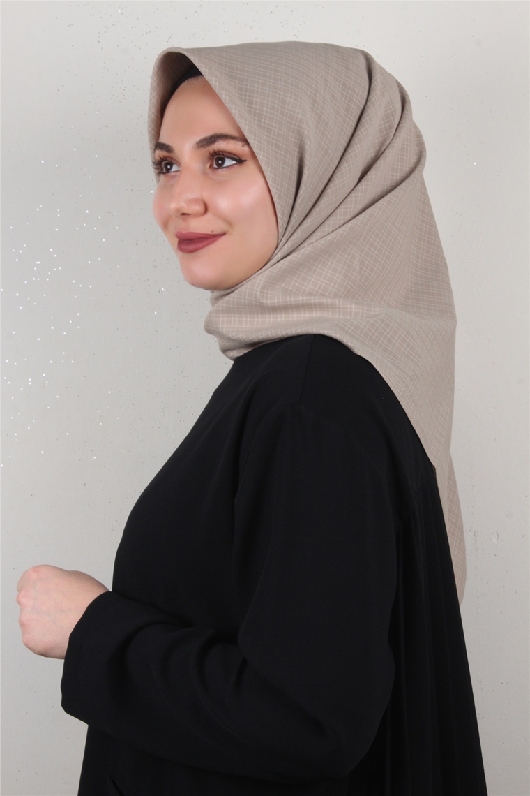 %100 Cotton Carre Eşarp 8082-18 Koyu Taş