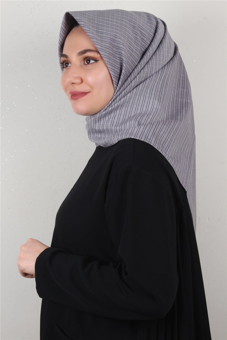 %100 Cotton Carre Eşarp 8082-19 Mor
