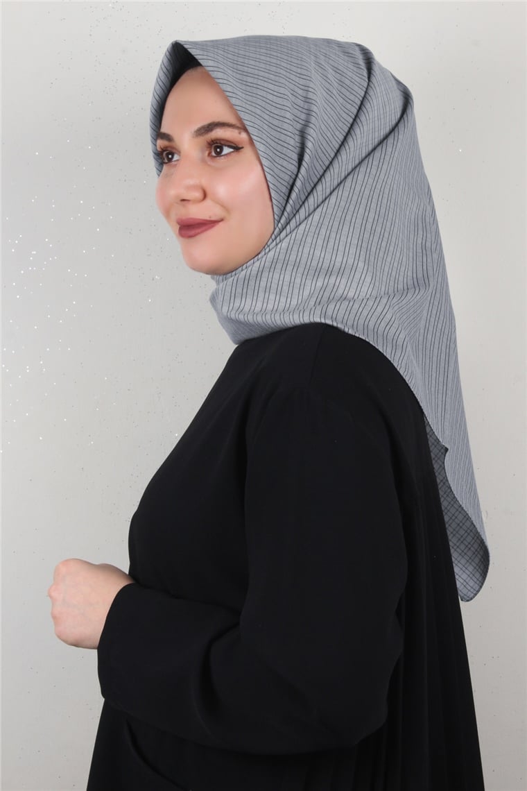 %100 Cotton Carre Eşarp 8082-20 Gri
