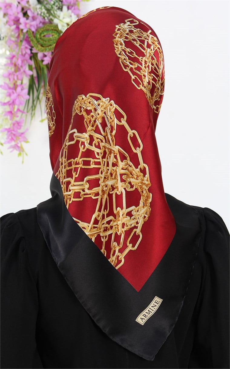 5740-04 ARMİNE İPEK BORDO SİYAH