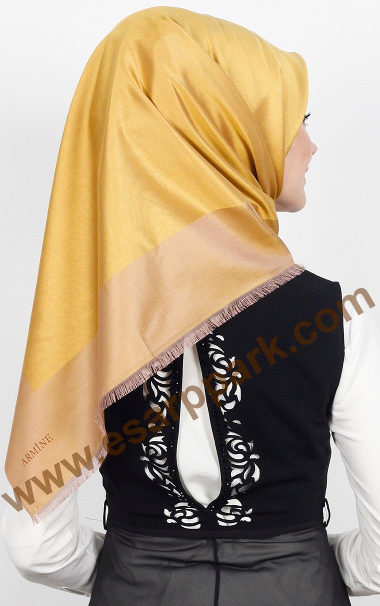 1240-04 ARMİNE İPEK ŞAL EŞARP GOLD