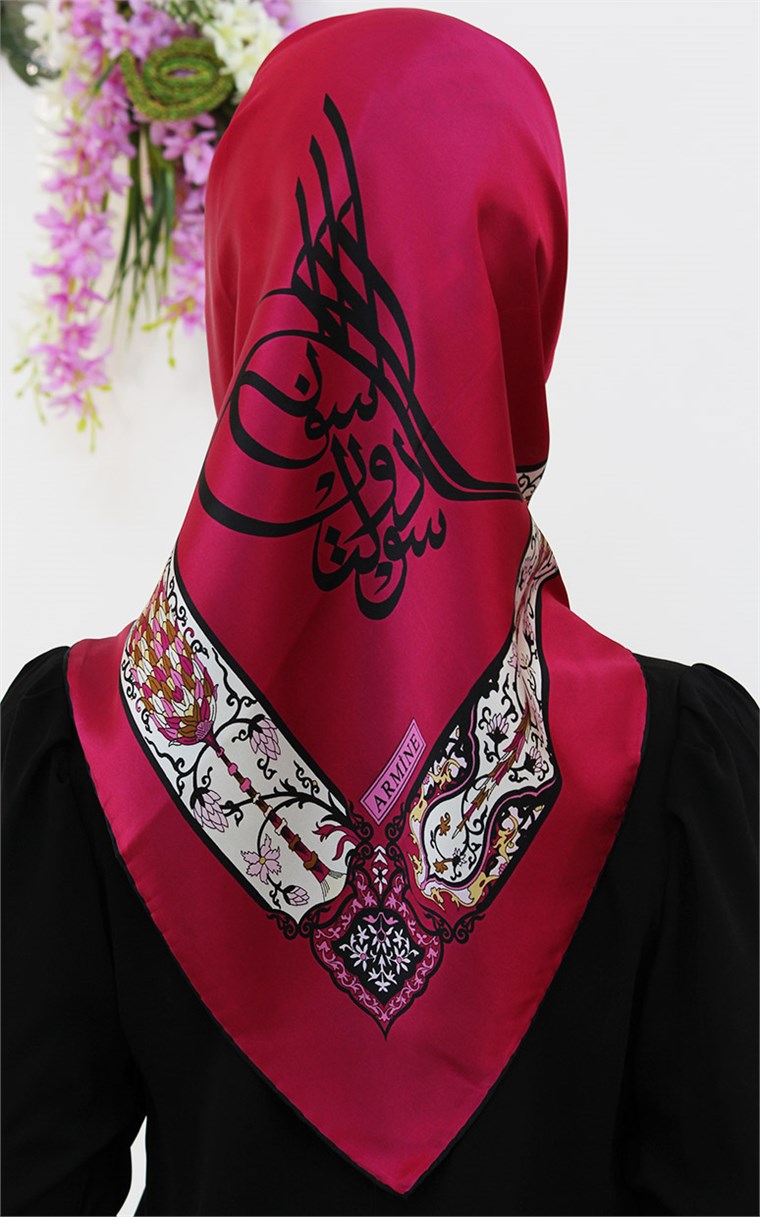 5552-24 ARMİNE İPEK FUŞYA SİYAH