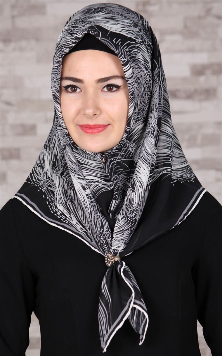 116-0002-01 PİRAMİT KREP EŞARP SİYAH