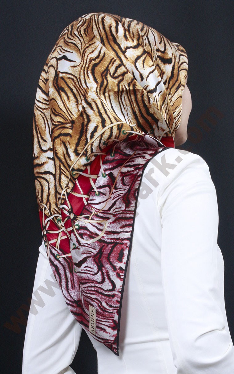 3635-16 ARMİNE İPEK KIRMIZI KAHVE