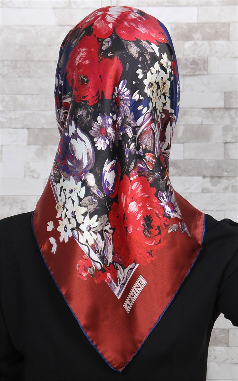 3865-29 ARMİNE İPEK KİREMİT LACİVERT