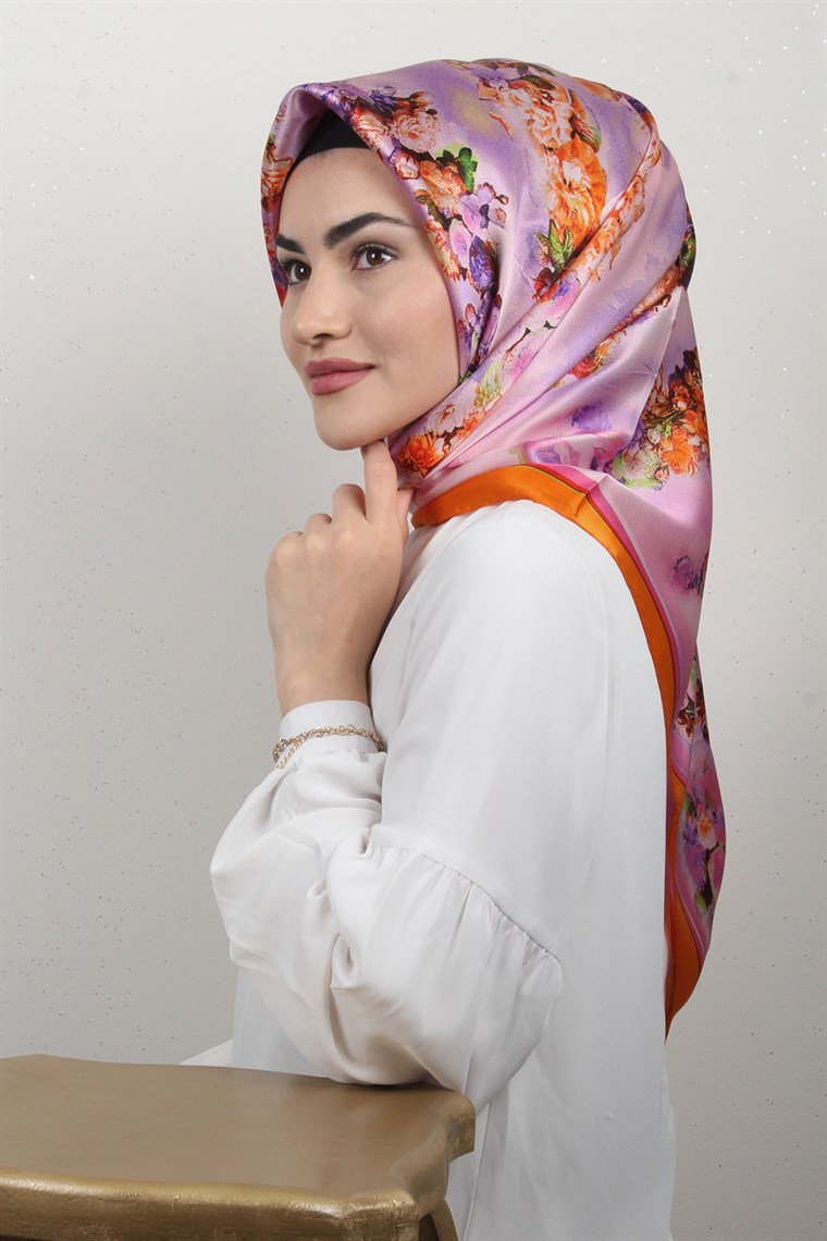 4506-01 ARMİNE İPEK LACİVERT TURUNCU 