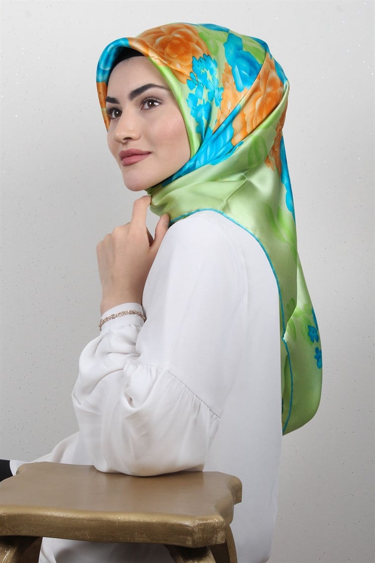 4506-13 ARMİNE İPEK LACİVERT YEŞİL