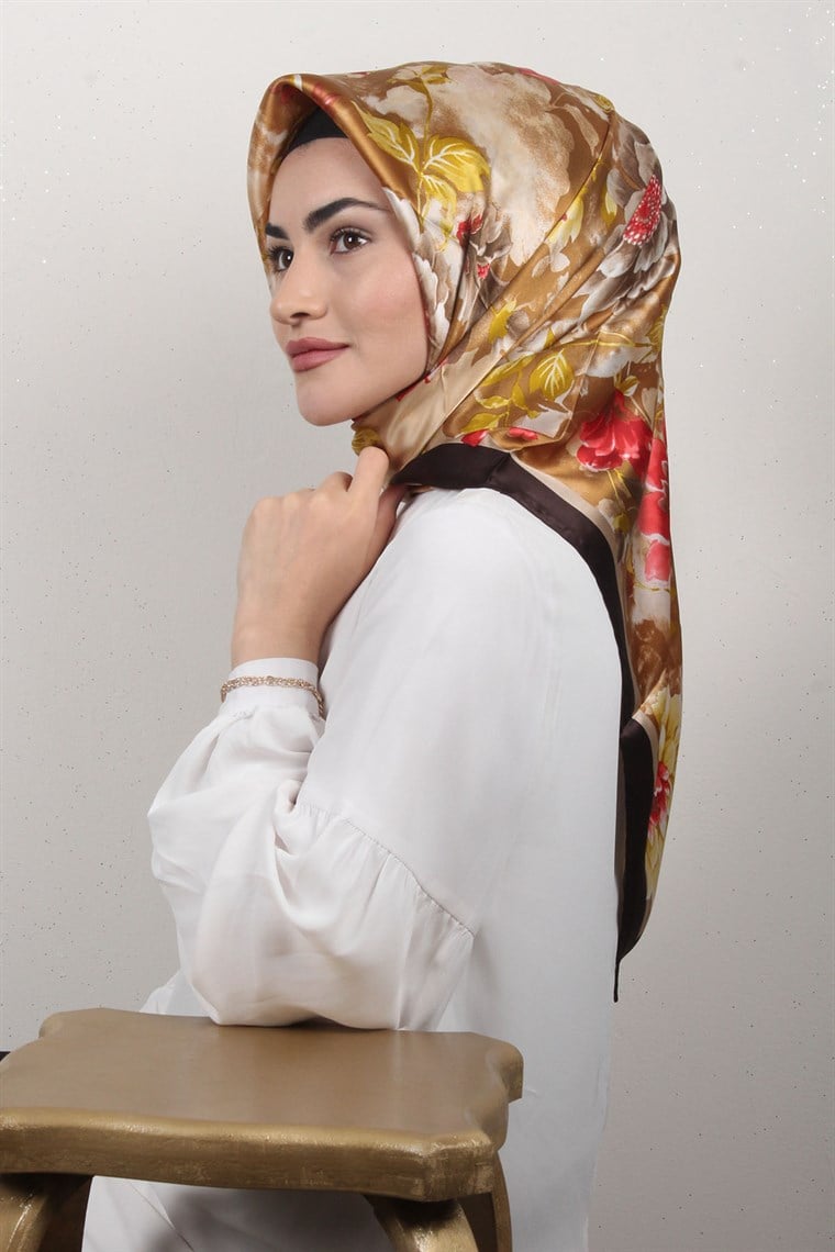 4513-13 ARMİNE İPEK BORDO TURUNCU