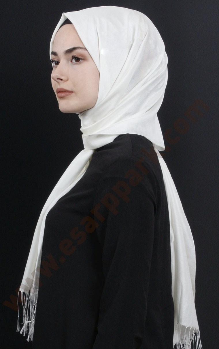 500-0001-09  ÇİFT YÖNLÜ İPEKSİ ŞAL EKRU