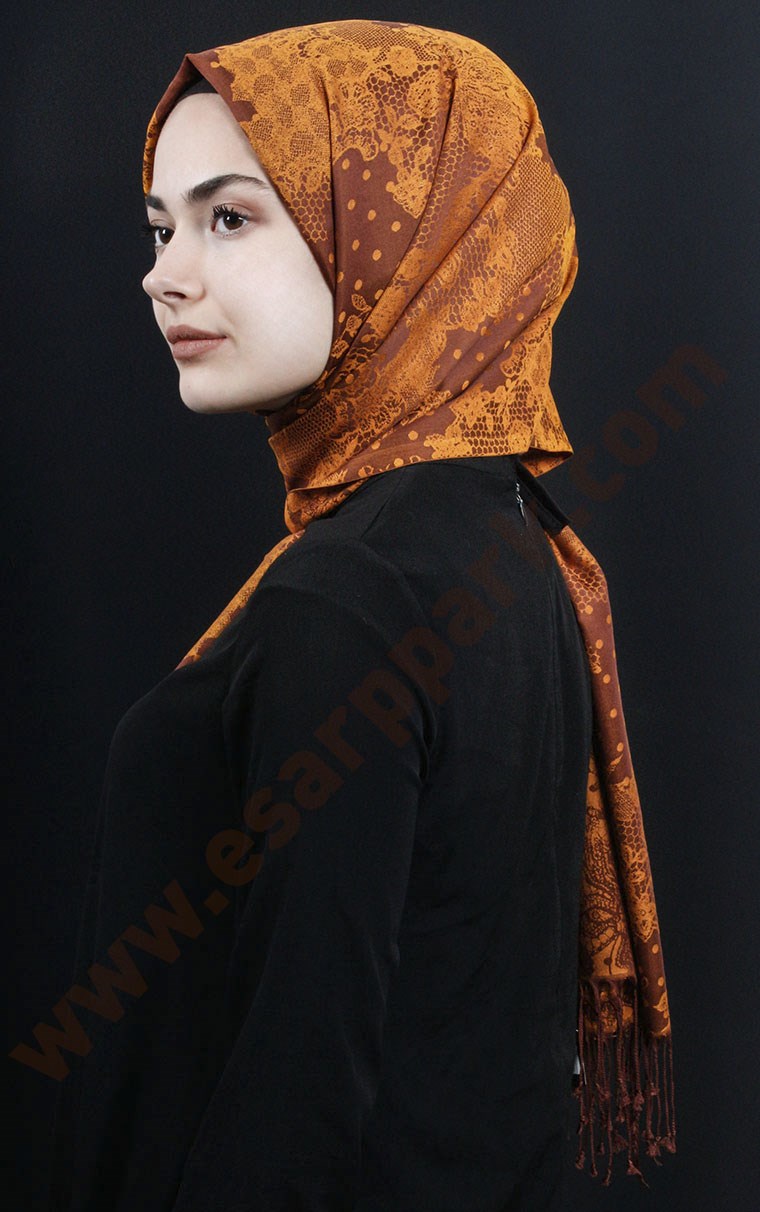 500-0001-28 ÇİFT YÖNLÜ İPEKSİ ŞAL LACİVERT PUDRA