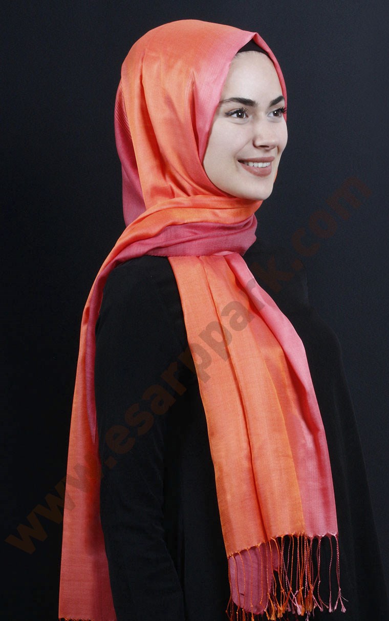 500-0010-21 ÇİFT YÖNLÜ İPEKSİ ŞAL TURUNCU