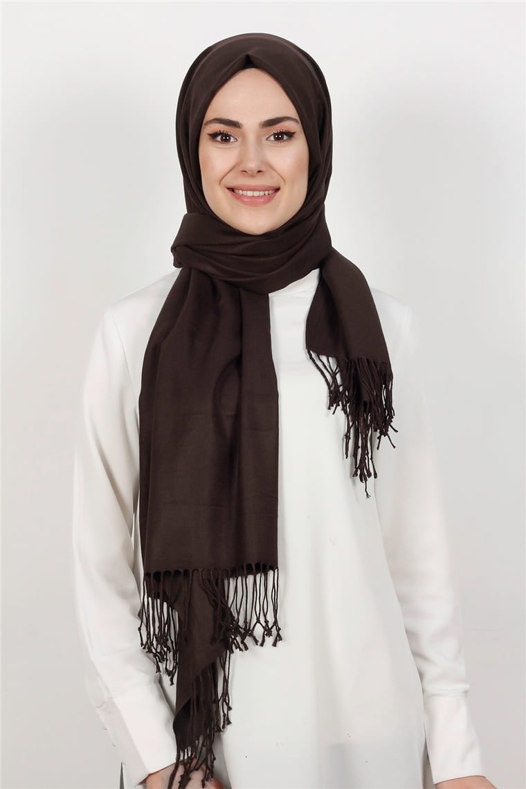 520-0001-09 DÜZ PAŞMİNA ŞAL K.KAHVE