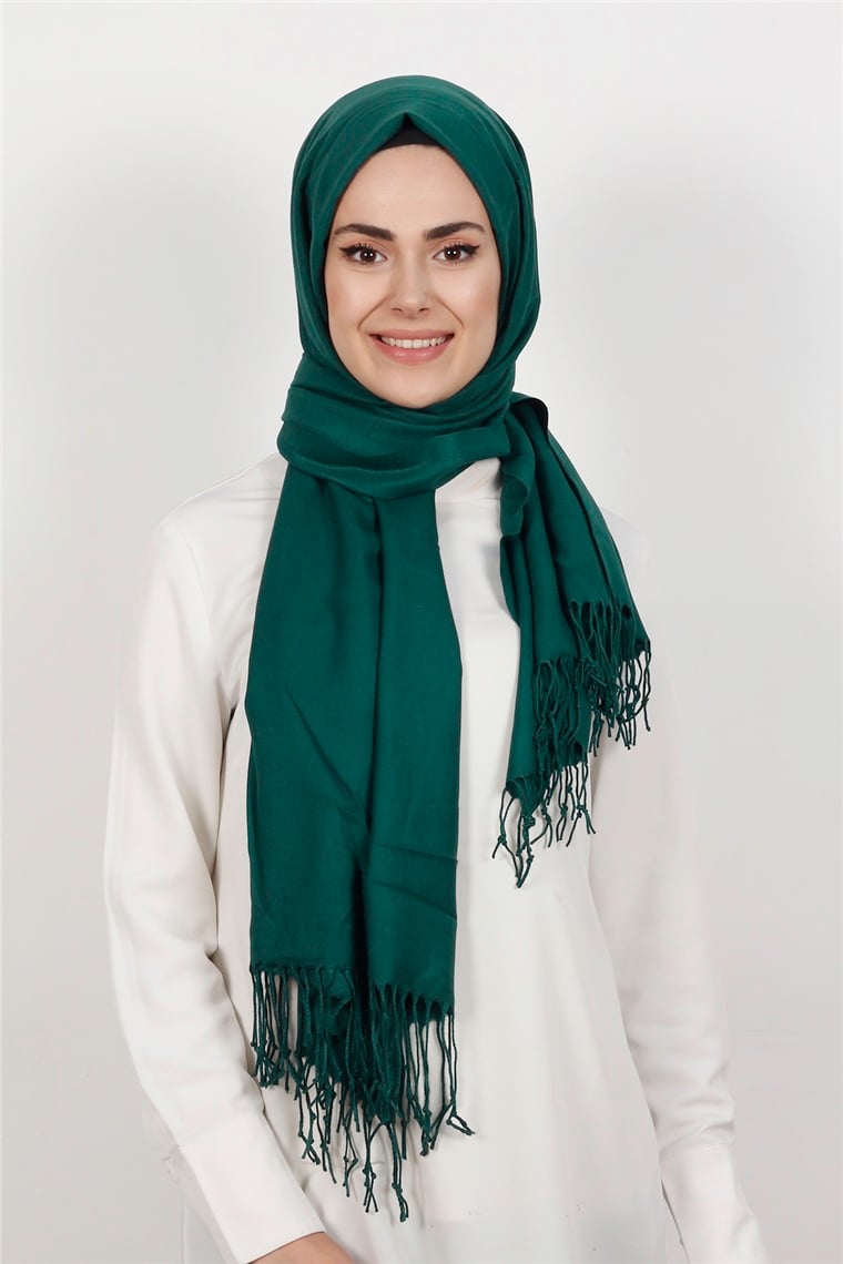 520-0001-10 DÜZ PAŞMİNA ŞAL YEŞİL