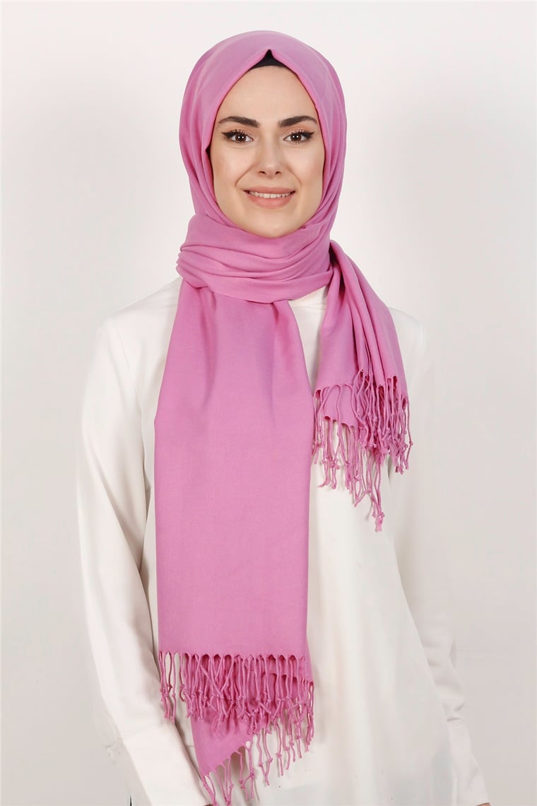 520-0001-15 DÜZ PAŞMİNA ŞAL PEMBE