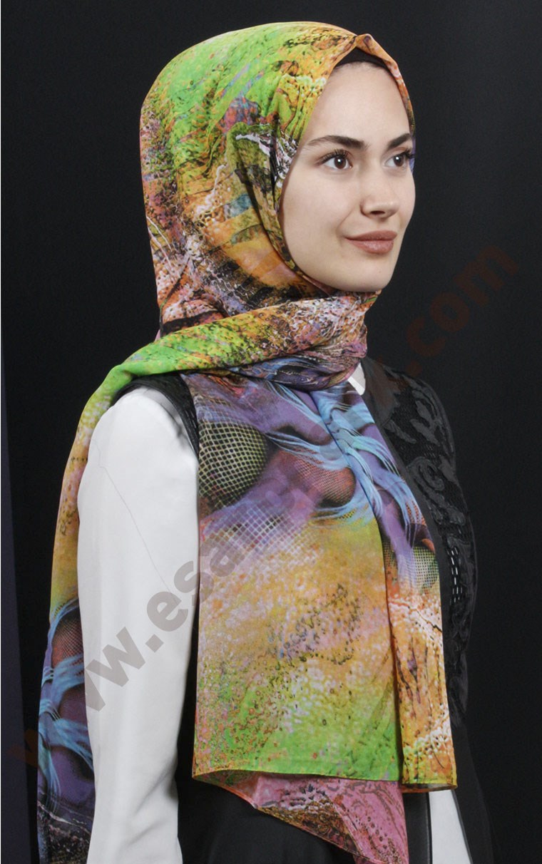 525-0001-09 FİESTA KREP ŞAL KOYU MOR