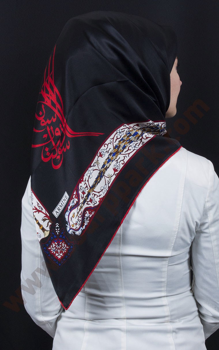 5552-02 ARMİNE İPEK LACİVERT KIRMIZI