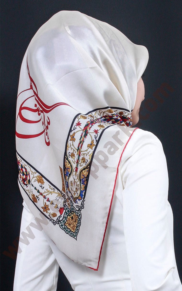 5552-16 ARMİNE İPEK EKRU KIRMIZI