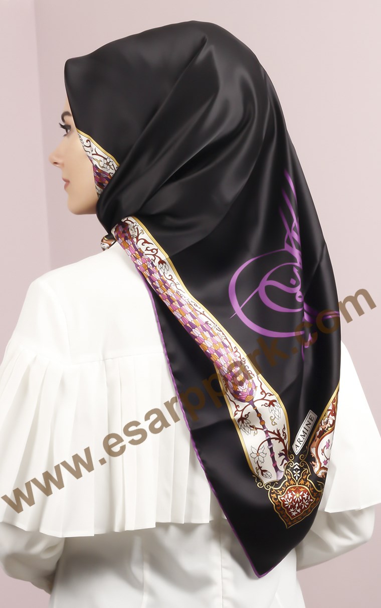 5552-23 ARMİNE İPEK SİYAH MOR