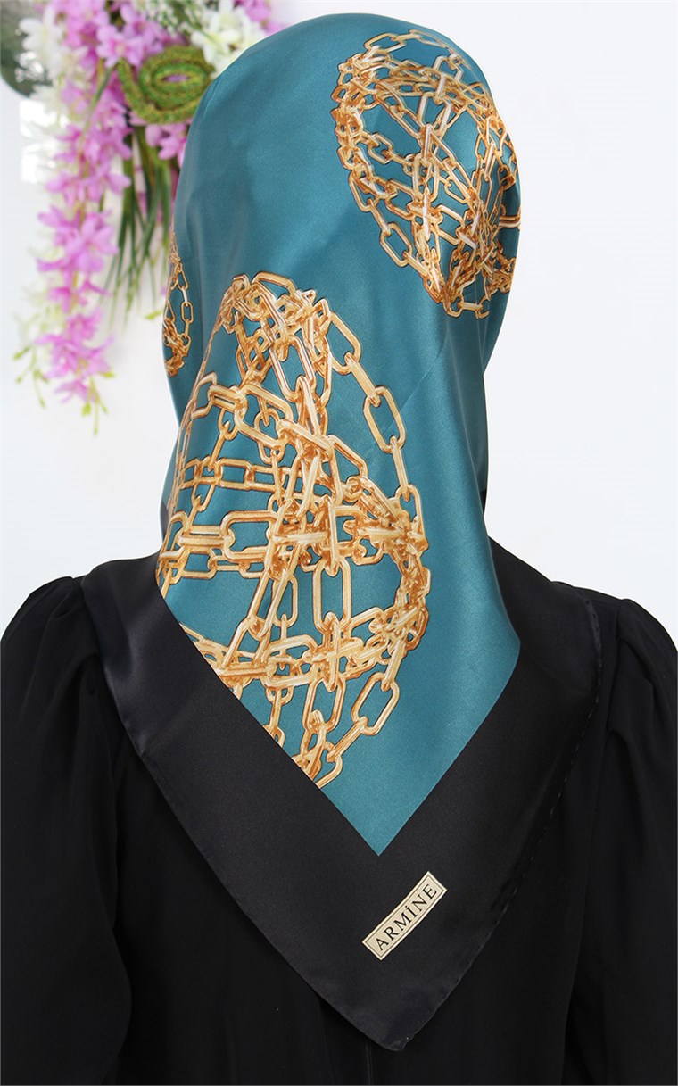 5740-25 ARMİNE İPEK TURKUAZ SİYAH