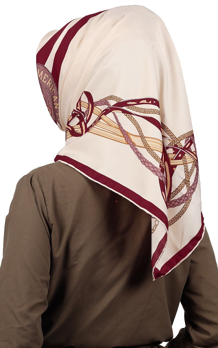 102-0008-08 U.S POLO ASSN EŞARP KREM BORDO