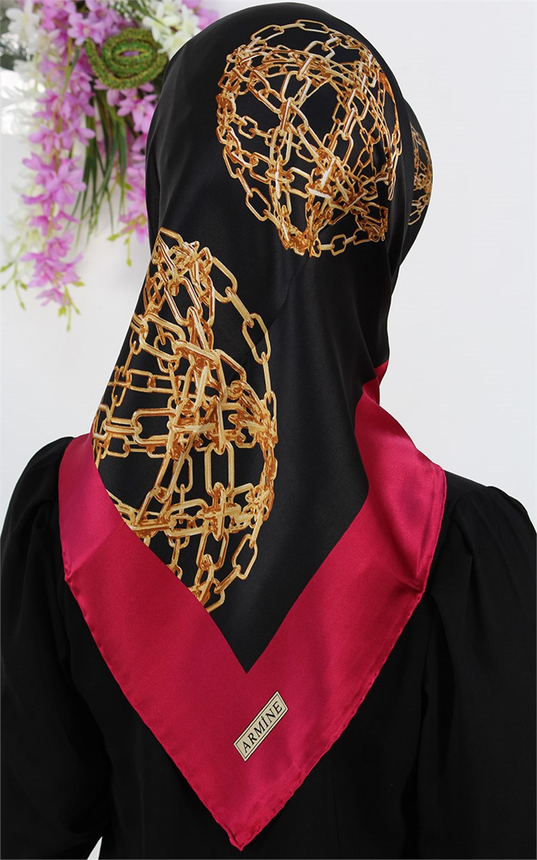 5740-22 ARMİNE İPEK FUŞYA SİYAH