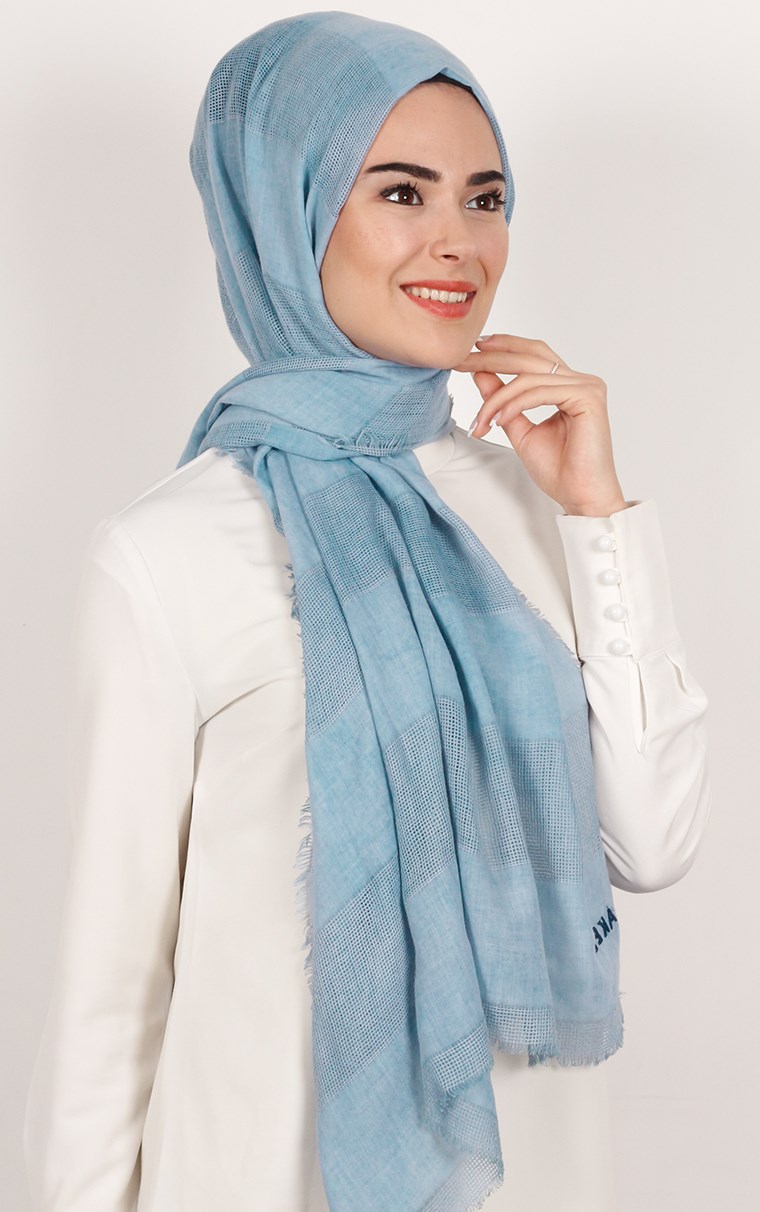 Akel İndigo Fileli Şal 140-18