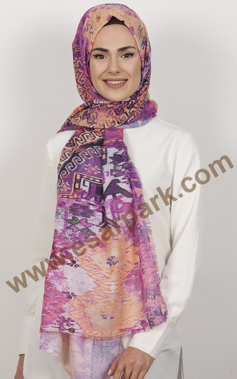 Akel Fileli Desenli Şal 153-1