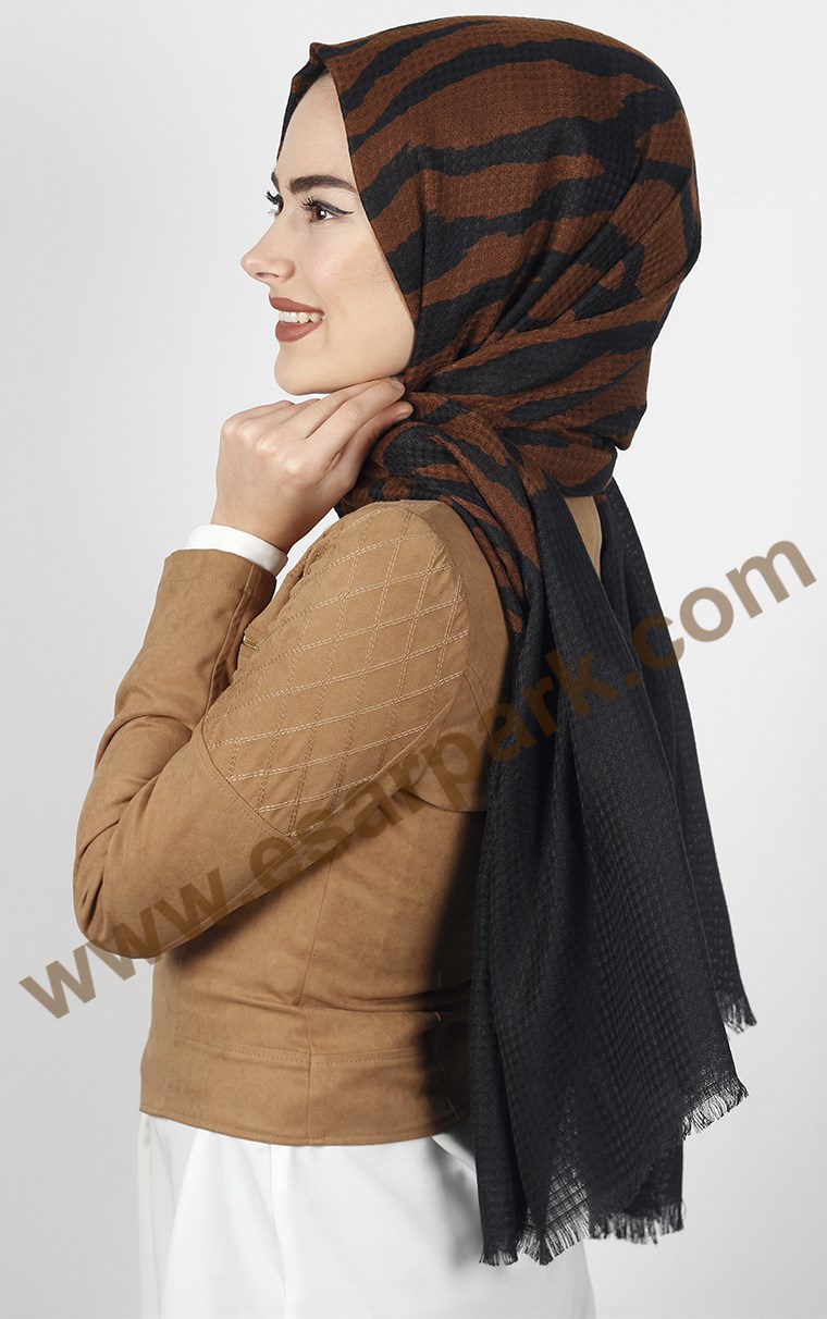 Akel Zebra Desenli Şal 4835-7