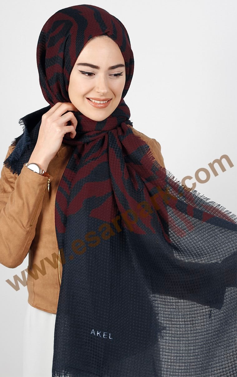 Akel Zebra Desenli Şal 4835-9
