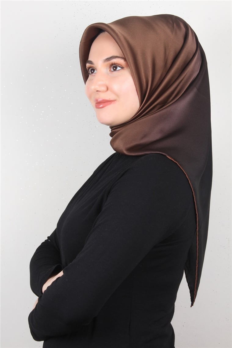 Aker Düz İpek Eşarp 7656701-333 Kahverengi