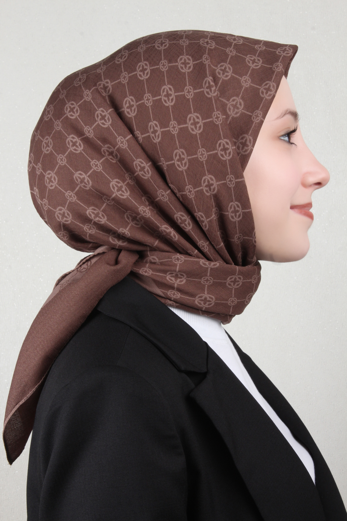 Aker Elegance Monogram Eşarp 1090500-932 Kahverengi