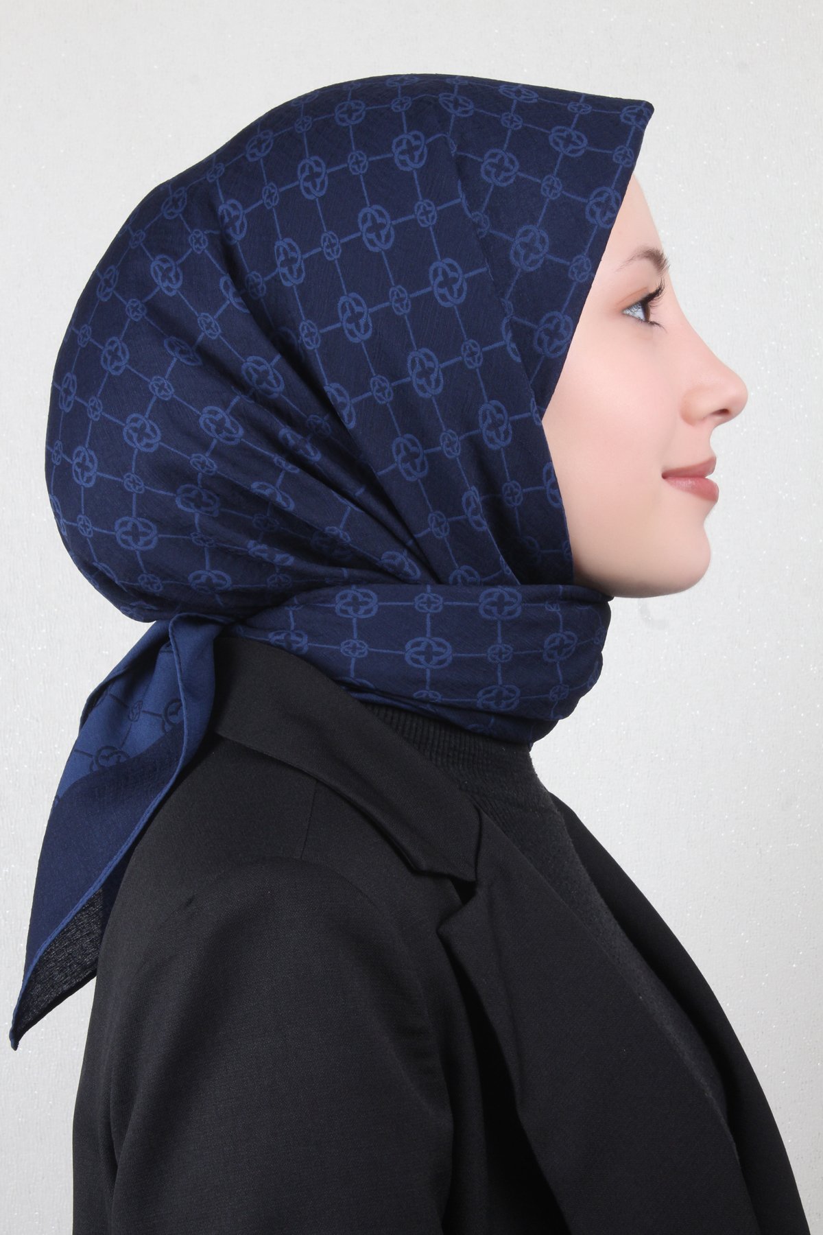 Aker Elegance Monogram Eşarp 4107-4 Lacivert