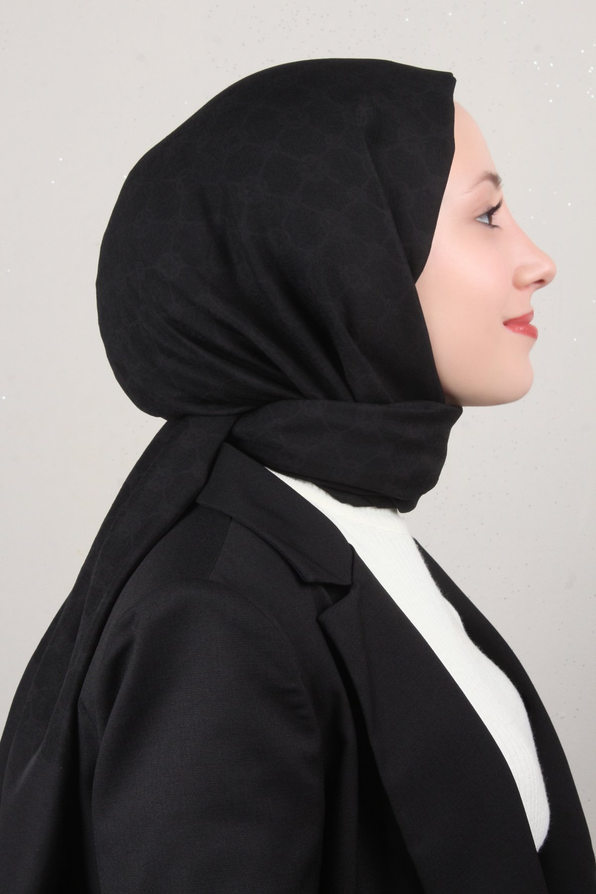 Aker Elegance Monogram Şal 4108-16 Siyah