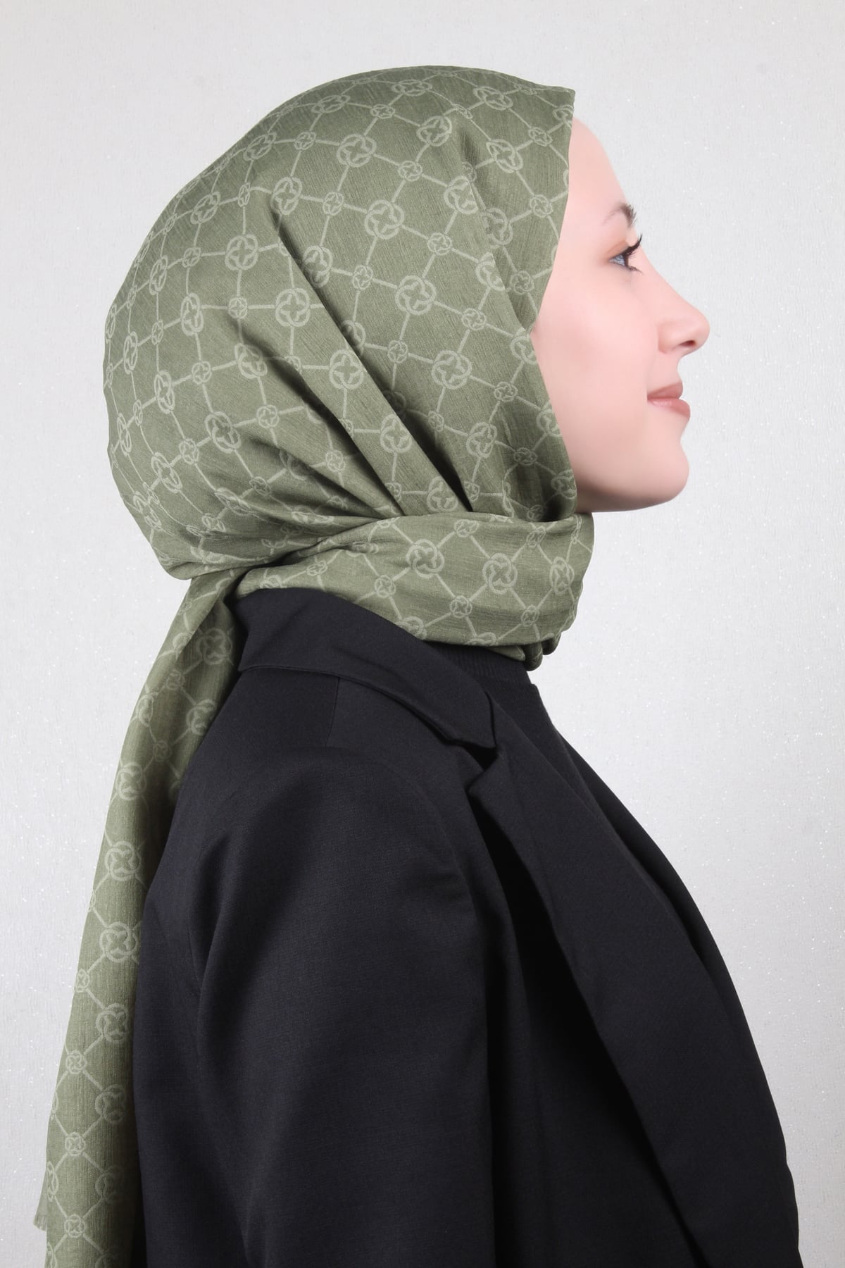 Aker Elegance Monogram Şal 4108-2 Haki