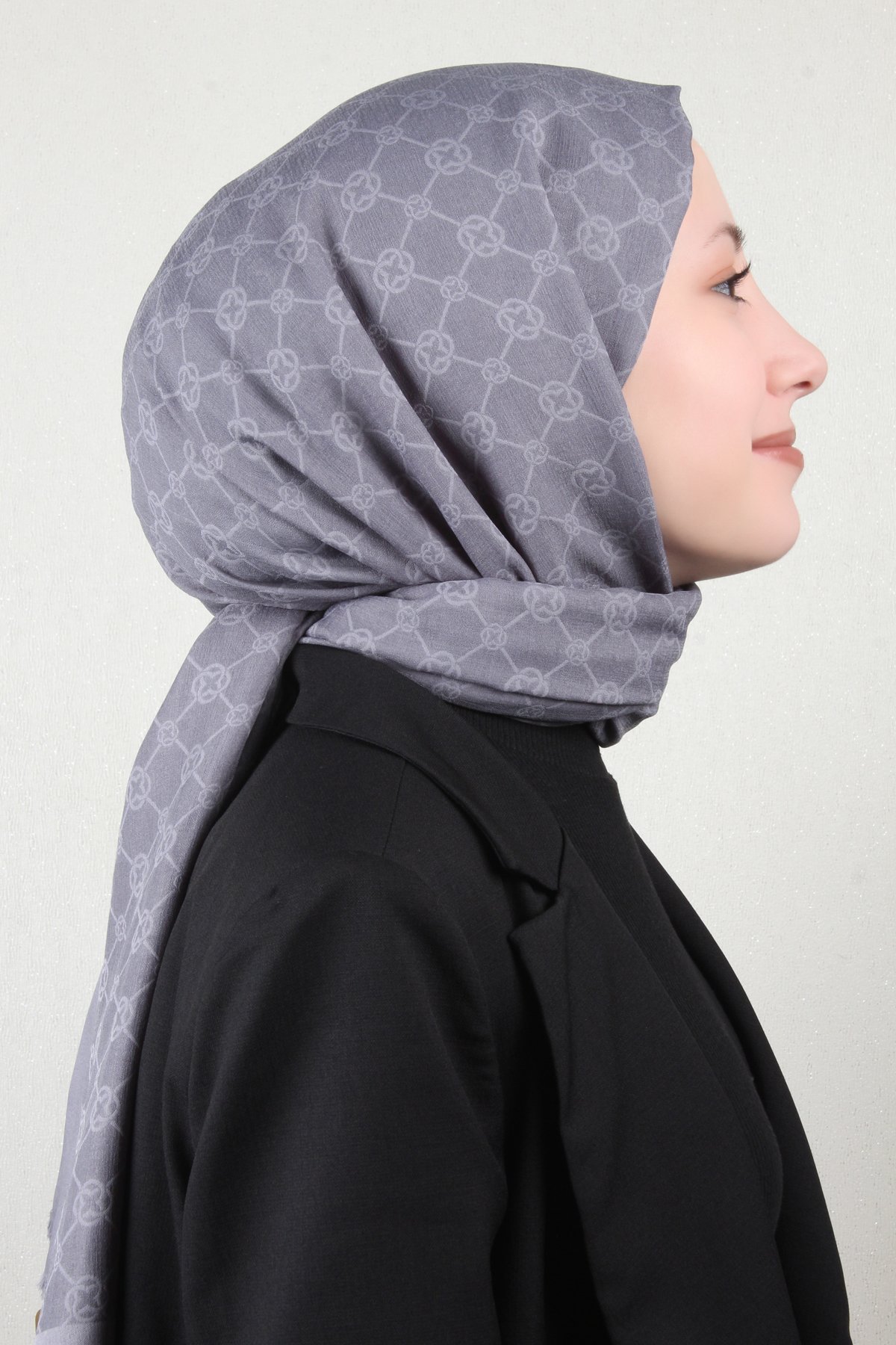 Aker Elegance Monogram Şal 4108-5 Gri