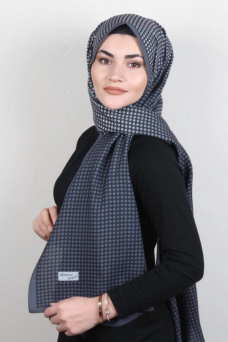 Armine Desenli Modal Şal 8684-5 Füme